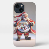 Santa in Red with Big Snow Globe, Christmas, Auth iPhone Hoesje (Achterkant)