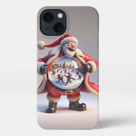 Santa in Red with Big Snow Globe, Christmas, Auth iPhone Hoesje (Achterkant)