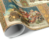 Santa in Roadster en Sidecar Cycle Cadeaupapier (Rol Hoek)