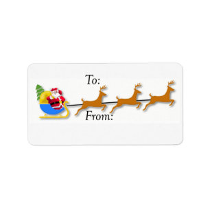 Santa in Sleigh  Gift Label