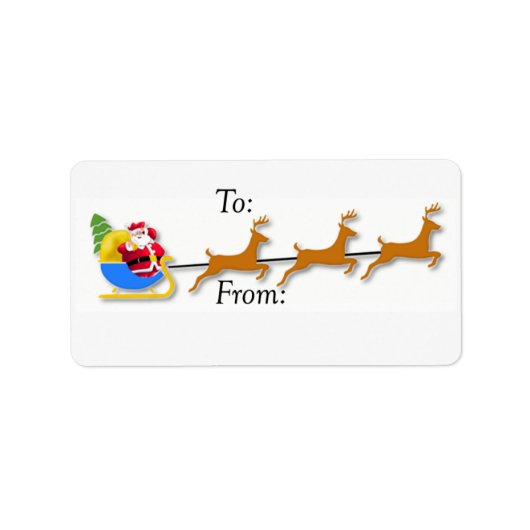 Santa in Sleigh  Gift Label (Voorkant)