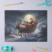Santa in Sleigh Under Maanlicht Sky Decoupage Craf Tissuepapier (Craft)