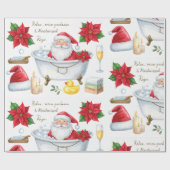 Santa in Spa Bathtub Christmas themed Cadeaupapier (Vlak)