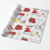 Santa in Spa Bathtub Christmas themed Cadeaupapier (Uitgerold)