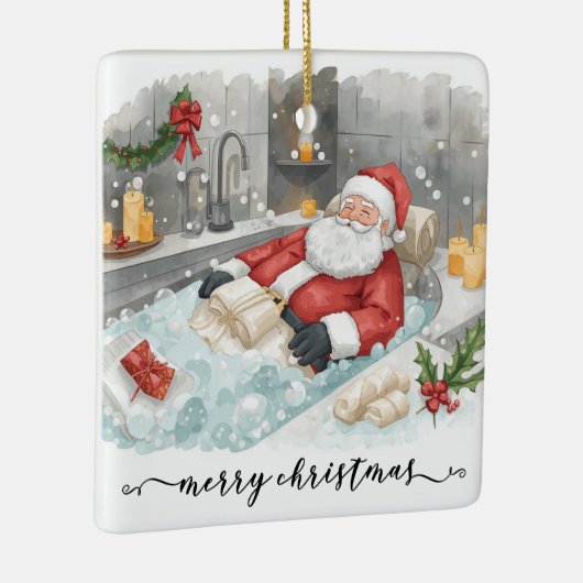 Santa in the Bathtub Spa Christmas themed Keramisch Ornament (Rechts)