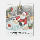 Santa in the Bathtub Spa Christmas themed Keramisch Ornament (Links)