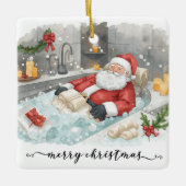 Santa in the Bathtub Spa Christmas themed Keramisch Ornament (Voorkant)