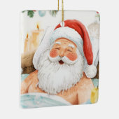 Santa in the Bathtub Spa Christmas themed Keramisch Ornament (Rechts)