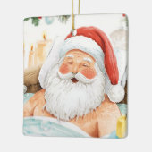 Santa in the Bathtub Spa Christmas themed Keramisch Ornament (Links)