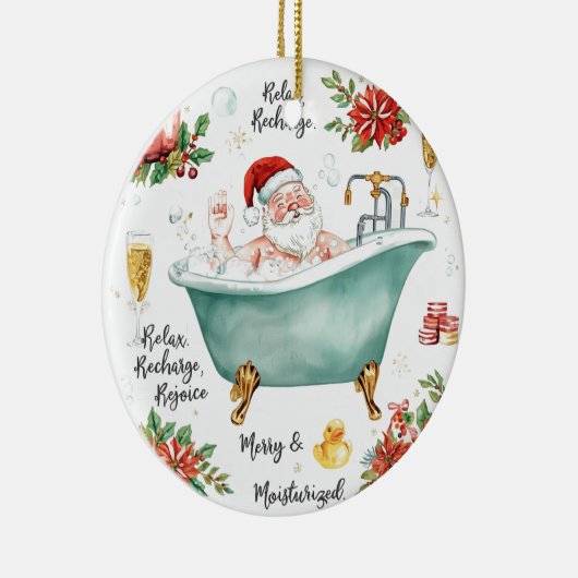 Santa in the Bathtub Spa Christmas themed Keramisch Ornament (Rechts)