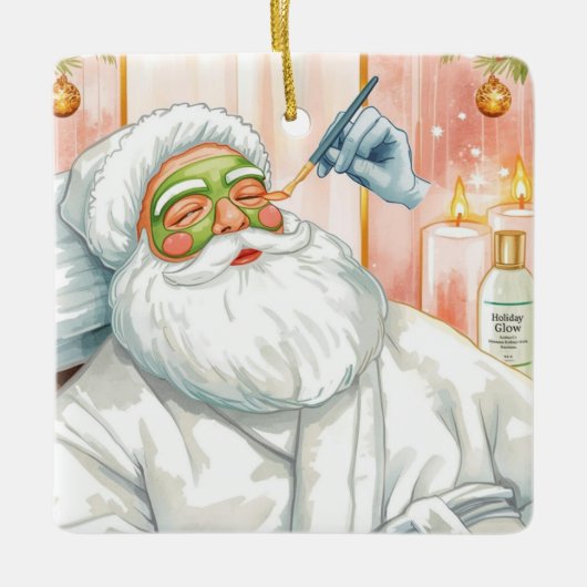 Santa in the Bathtub Spa Christmas themed Keramisch Ornament (Voorkant)