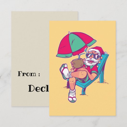 SANTA IN VACATIESCHRISTMAS IN JULI BEDANKKAART (Voorkant / Achterkant)