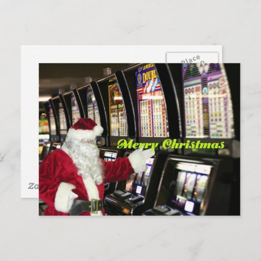 Santa in Vegas Briefkaart voor kerstmis (Voorkant / Achterkant)
