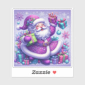 Santa in Violet Omgeven door geschenken Sticker (Vel)