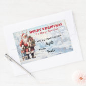 Santa in Winter Wonderland Schattige Kleurrijk Rechthoekige Sticker (Envelop)