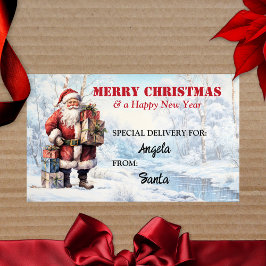 Santa in Winter Wonderland Schattige Kleurrijk Rechthoekige Sticker