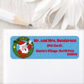 Santa in Wreath kerstrestremlabels Etiket (Insitu)