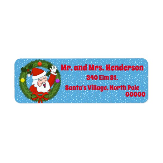 Santa in Wreath kerstrestremlabels Etiket (Voorkant)