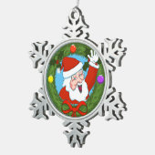 Santa in Wreath Pewter Ornament (Rechts)