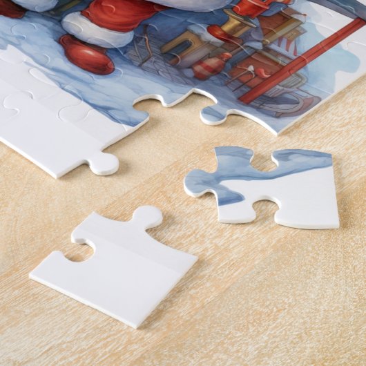 Santa in zijn Speelgoed Factory Legpuzzel (Zijkant)