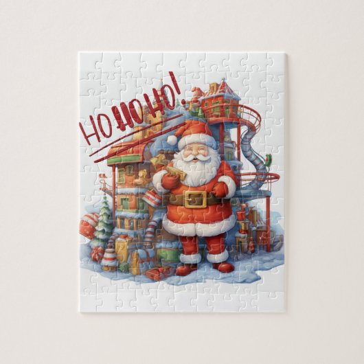 Santa in zijn Speelgoed Factory Legpuzzel (Verticaal)