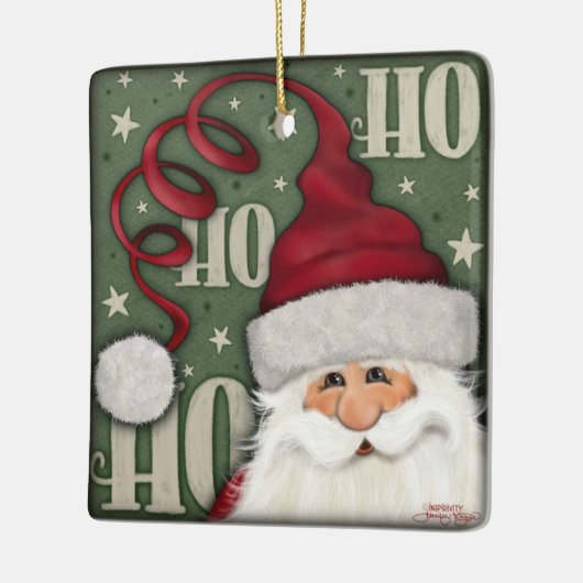 Santa Inspirity Naam Gepersonaliseerde Kerst Keramisch Ornament (Links)