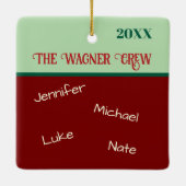 Santa Inspirity Naam Gepersonaliseerde Kerst Keramisch Ornament (Achterkant)