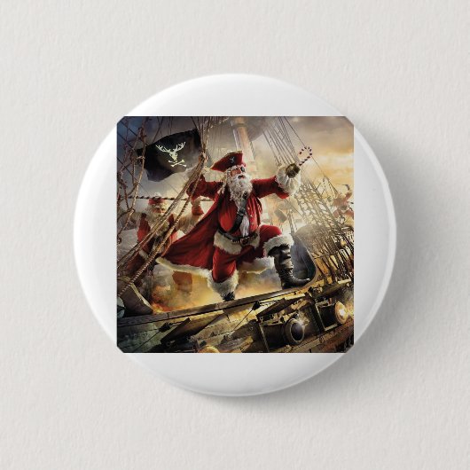 santa is een piraat ronde button 5,7 cm (Voorkant)