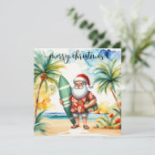 Santa is going to Surf Christmas Card for Surfer Kaart (Staand voorkant)