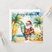 Santa is going to Surf Christmas Card for Surfer Kaart (Voorkant / Achterkant in situ)