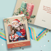 Santa is Hier Familiefoto bewerkbaar Kaart