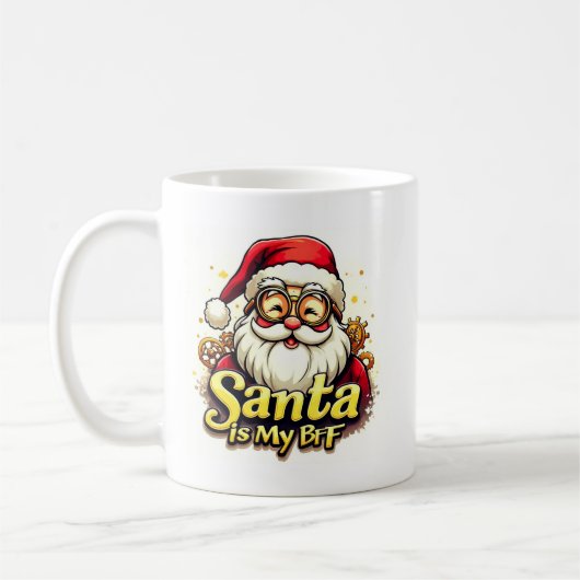 Santa Is My BFF Mug – Funny Christmas Coffee Mug Koffiemok (Links)