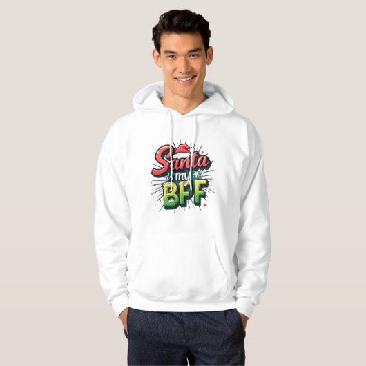 Santa Is My BFF Sweatshirt – Funny Christmas Appar (Voorkant volledig)