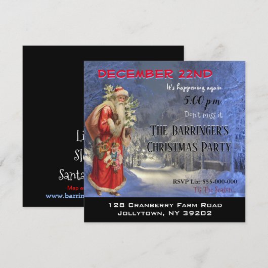 Santa is op weg naar zijn kerstfeest kaart (Voorkant / Achterkant)