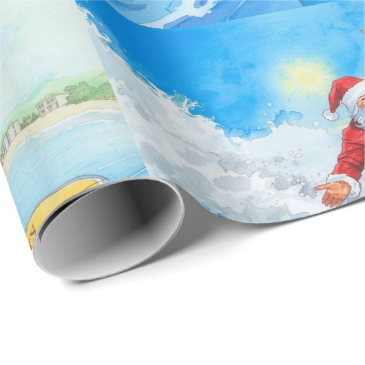 Santa is Surfing Christmas Holiday  Cadeaupapier (Rol Hoek)