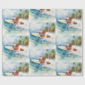 Santa is Surfing Christmas Holiday  Cadeaupapier (Vlak)