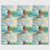 Santa is Surfing Christmas Holiday  Cadeaupapier (Vlak)
