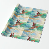 Santa is Surfing Christmas Holiday  Cadeaupapier (Uitgerold)