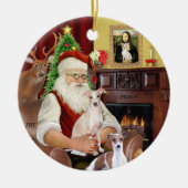 Santa - Italiaanse windhond (TWEE) Keramisch Ornament (Voorkant)