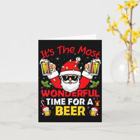 Santa It's The Most Wonderful Time For A Beer Funn Kaart (Gele Bloem)