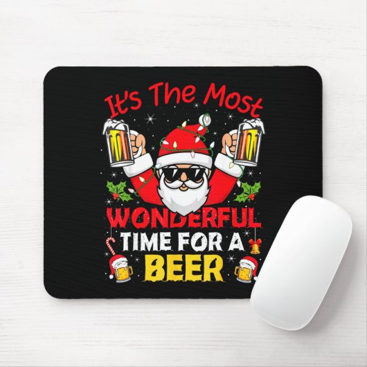 Santa It's The Most Wonderful Time For A Beer Funn Muismat (Met muis)