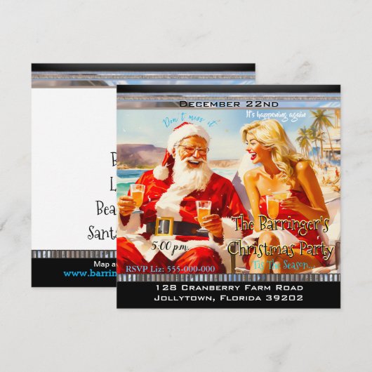 Santa Jaarlijks Strand Kerstfeest Kaart (Voorkant / Achterkant)