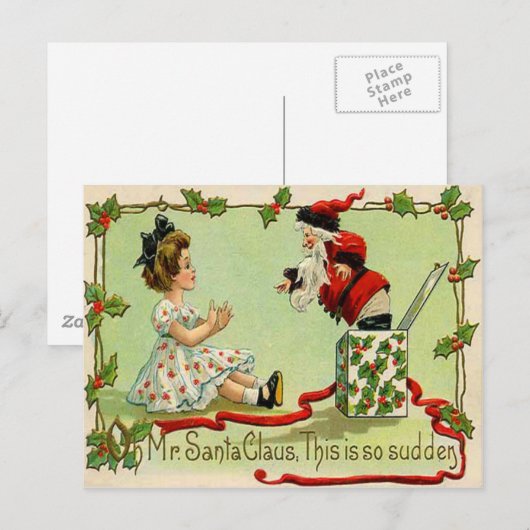 Santa Jack-in-a-Box Feestdagenkaart (Voorkant / Achterkant)