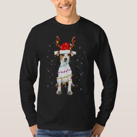 Santa Jack Russell: Prachtige rendierlichtChristm T-shirt (Voorkant)