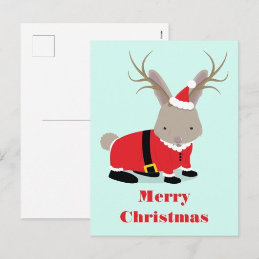 Santa Jackalope kerstfeestdag Briefkaart (Voorkant / Achterkant)
