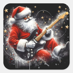 Santa Jams Luid op elektrische gitaar Vierkante Sticker