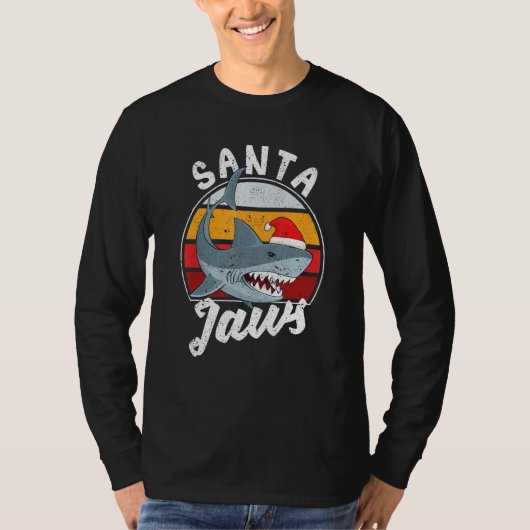 Santa Jaws Christmas Shark Claus Xmas PJs Anglers T-shirt (Voorkant)