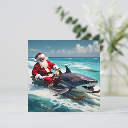 Santa Jaws  Feestdagenkaart (Staand voorkant)