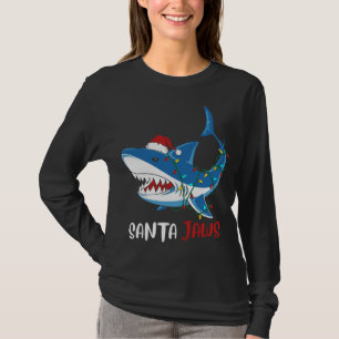 Santa Jaws Funny Kersthaai T-shirt