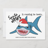 Santa Jaws | Funny Shark-kerstmis Feestdagenkaart (Voorkant)
